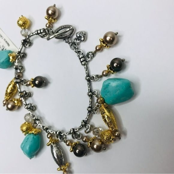 BRIGHTON Persiana Turquoise Stone And Charm Bracelet