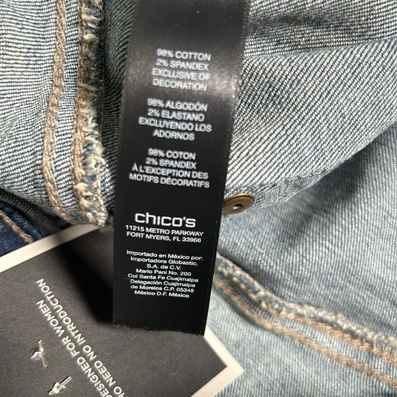 *NEW* CHICO’S Black Label Denim Navy Embellished Denim Pants