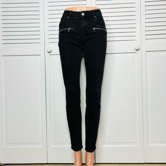 PAIGE Charcoal Black Raw Hem Skinny Jeans Size 29