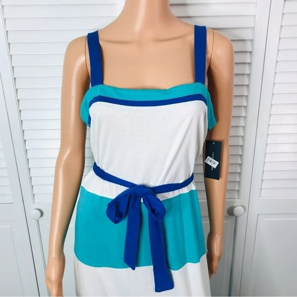 TOMMY HILFIGER Ceramic Multi Seasonal Belted Maxi Dress Size L *NEW*
