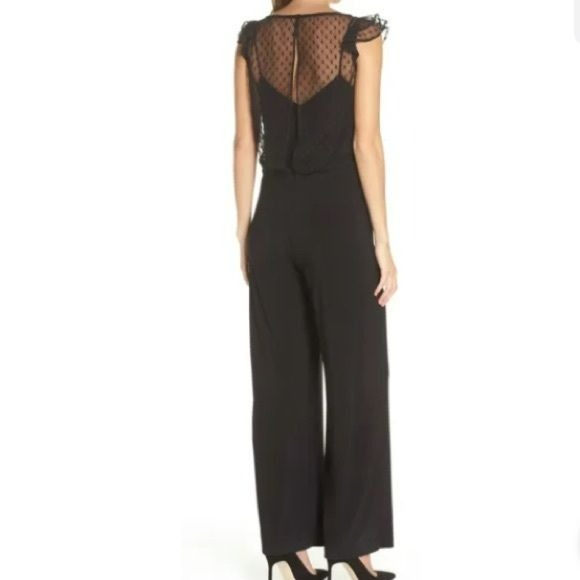 JULIA JORDAN Black Illusion Neck Wide Leg Jumpsuit Size 6