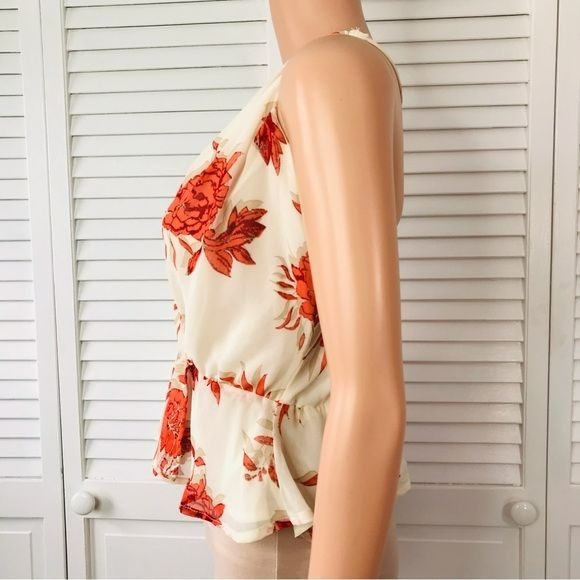 ASTR THE LABEL Ivory Strappy Floral Cami Blouse Size S *NEW*