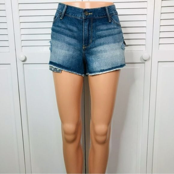 OLD NAVY Blue Denim Distressed Low Rise Shorts Size 8 *NEW*