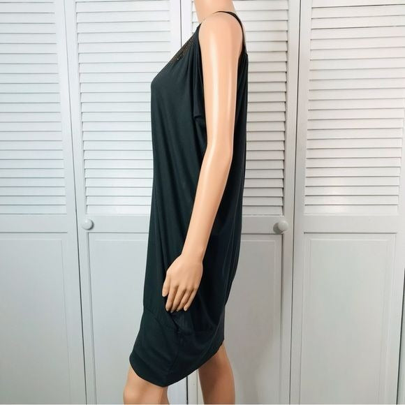 EXPRESS Dark Gray Sleeveless Draped Dress Size L