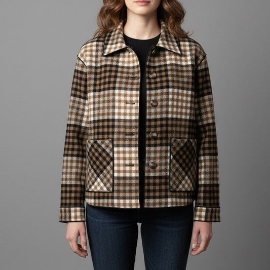 CHARLIE B Reversible Plaid Jacket Size Medium