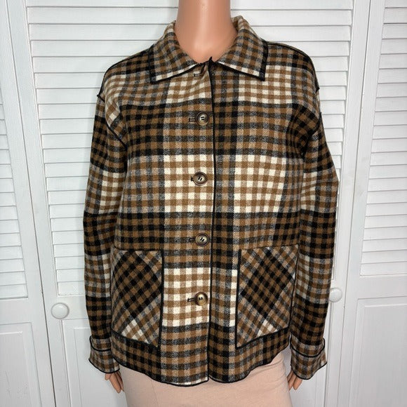 CHARLIE B Reversible Plaid Jacket Size Medium