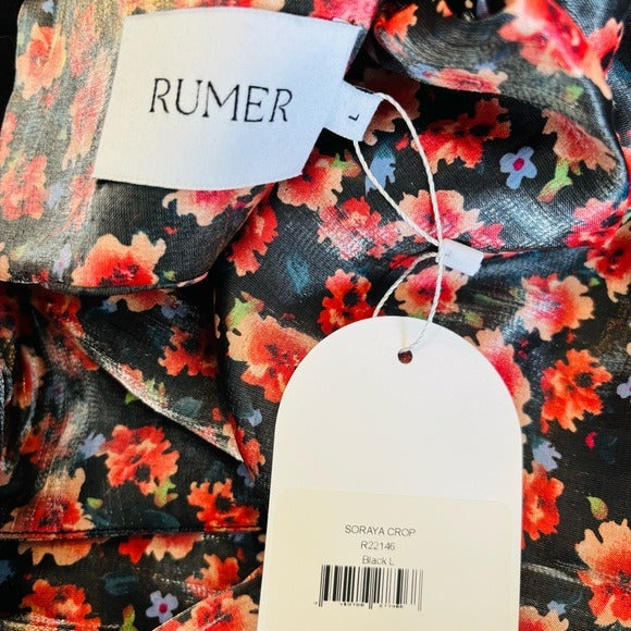 New RUMER Soraya Balloon Sleeve Crop Top Size Large
