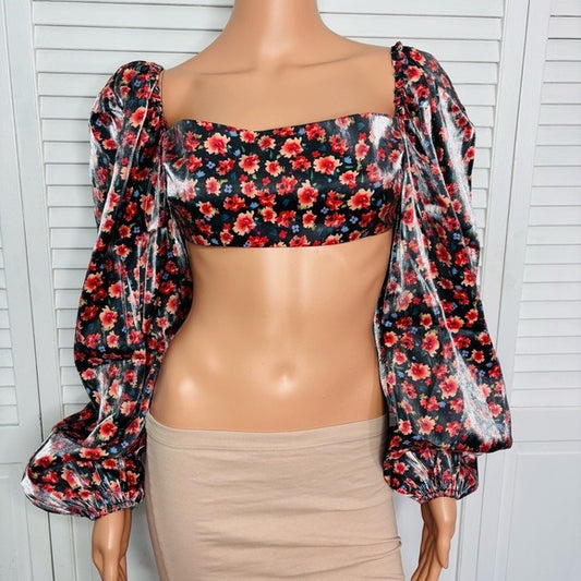 New RUMER Soraya Balloon Sleeve Crop Top Size Large