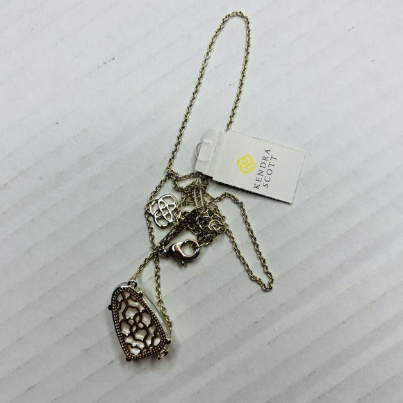 New KENDRA SCOTT Rose Quartz Isla Pendant Gold Tone Necklace