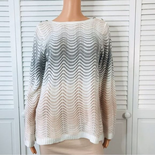 CHRISTOPHER & BANKS Colorblock Swirl Metallic Sweater Size M *New*