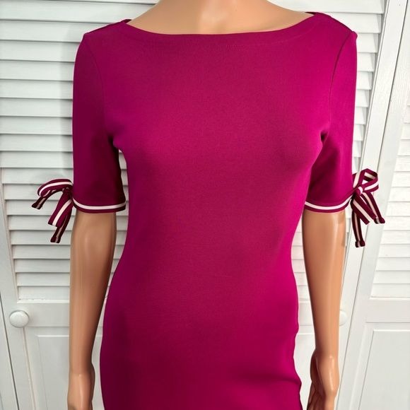 *NEW* LAUREN BY RALPH LAUREN Brandeis Pink Elbow Sleeve Dress Size XS