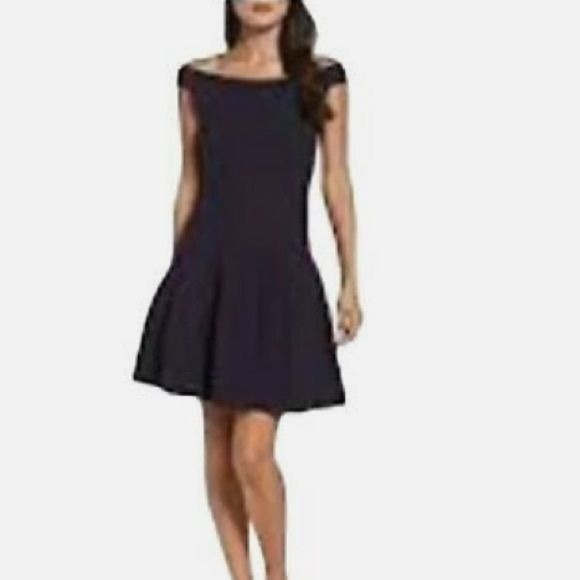 ELIZA J Navy Ribbed Fit & Flare Knit Sweater Dress Size XS *NEW*