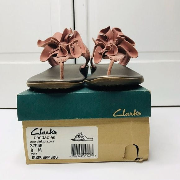 CLARKS Pink Dusk Bamboo Thong Sandals Size 9 *NEW*