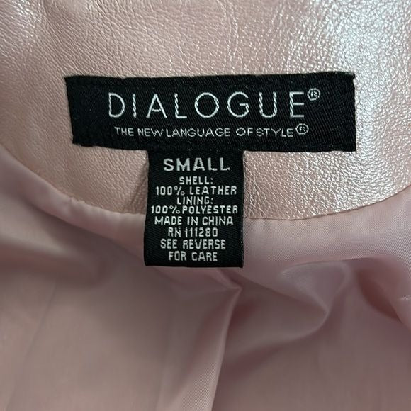 DIALOGUE Metallic Pink Leather Jacket Size Small