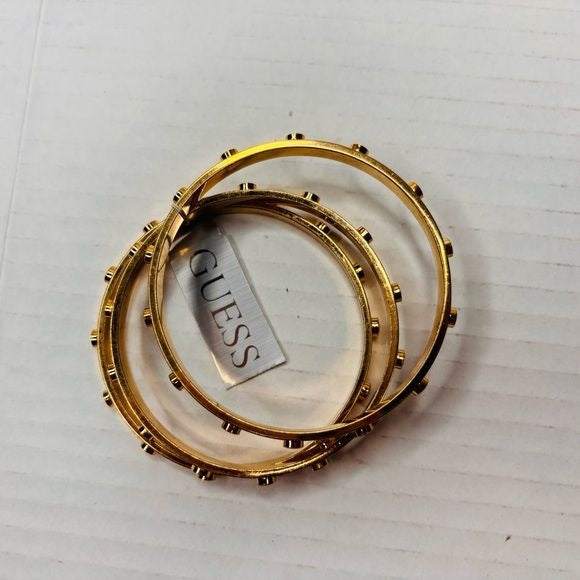 *NEW* GUESS Raised Stud Gold Bangle Set