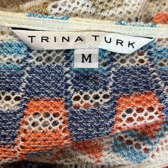 TRINA TURK Multicolor V-Neck Dress Size M