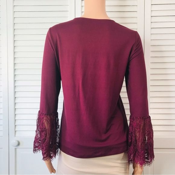 MELISSA PAIGE Petite Purple Lace Cuff Long Sleeve Shirt Size PS