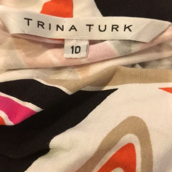 TRINA TURK Abstract Print Sleeveless V-Neck Dress Size 10