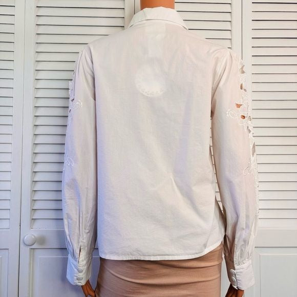 *NEW* MUCHE ET MUCHETTE White Lois Cutwork Button Down Blouse Size S/M