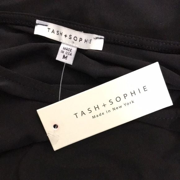 TASH + SOPHIE Black Flutter Sleeve Dress Size M *NEW*