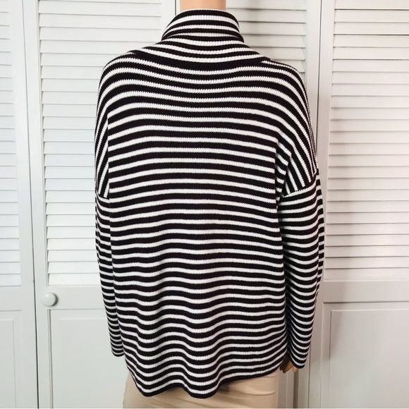 FRENCH CONNECTION Stripe Micro Ribbed Turtleneck Sweater Size S