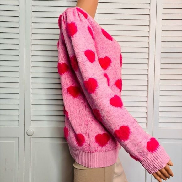 LILLY PULITZER Pink Hearts Keane Jacquard Cardigan Size Large