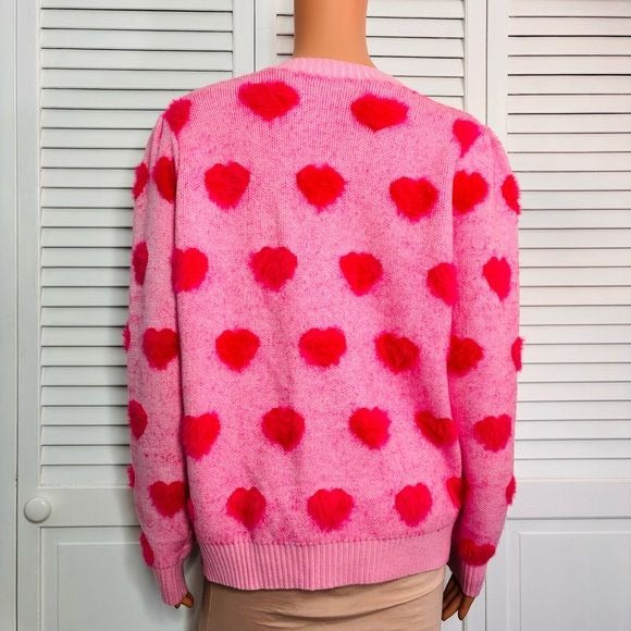 LILLY PULITZER Pink Hearts Keane Jacquard Cardigan Size Large