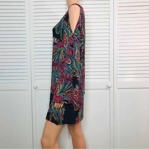 TRINA TURK Cold Shoulder Multicolor Mini Dress Size M