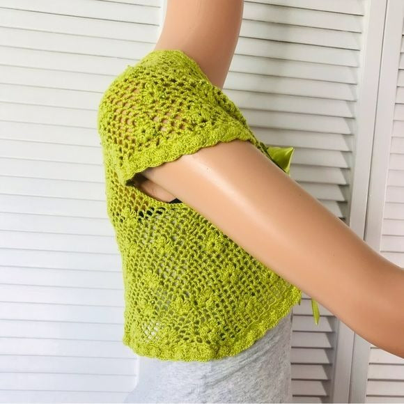 UNIFORM By John Paul Richard Green Crochet Shrug Size M