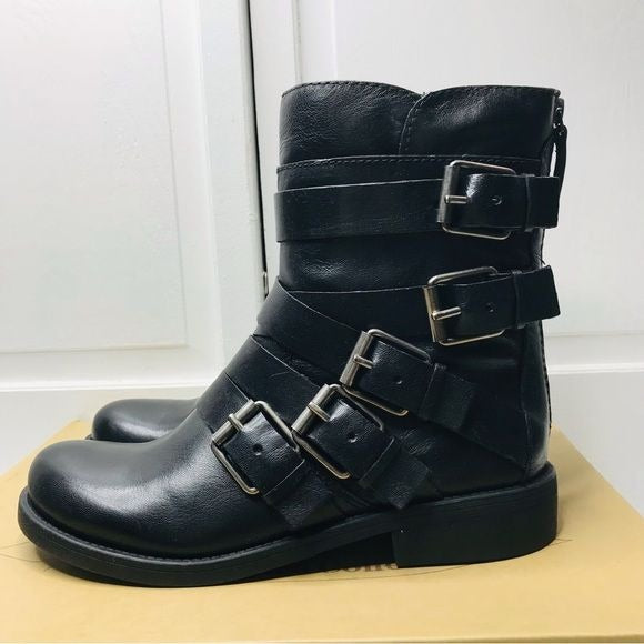 NINE WEST Fargo Black Leather Boots Size 9 *NEW*