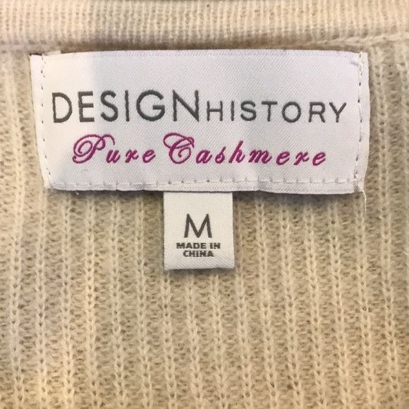 DESIGN HISTORY Pure Cashmere Cream Sweater Size M