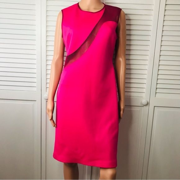 CLOVER CANYON Fuschia Solid Sleeveless Crepe Dress Size L *NEW*