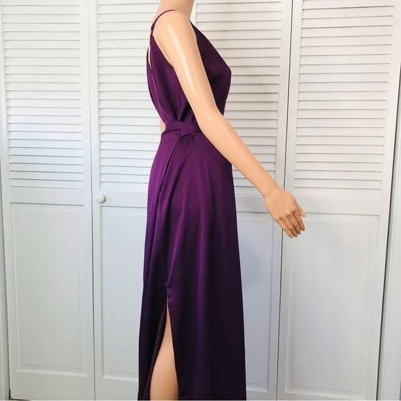 *NEW* WAYF The Angelina Slit Wrap Purple Gown Size S