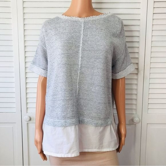 CASLON Gray Woven Hem Tee Top Blouse Size XS