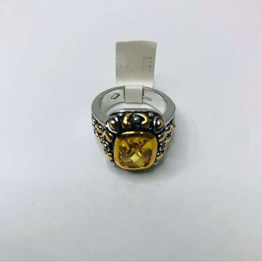 BRIGHTON Silver Ring With A Yellow Gemstone Size 8 *NEW*