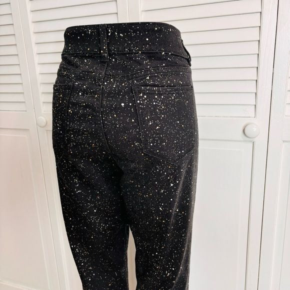 NEW YORK & COMPANY Soho Black Gold Glitter Boyfriend Jeans Size 10