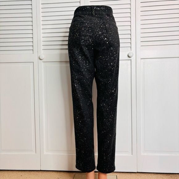 NEW YORK & COMPANY Soho Black Gold Glitter Boyfriend Jeans Size 10