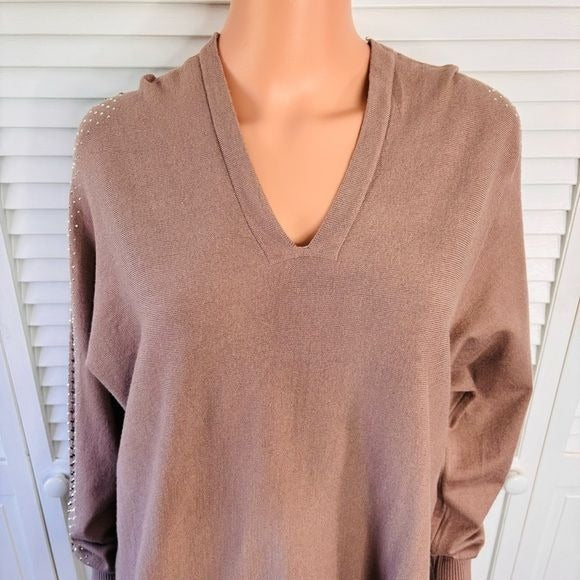 *NEW* KAREN HART Soft Rhinestone Embellished Hooded Sweater Size L