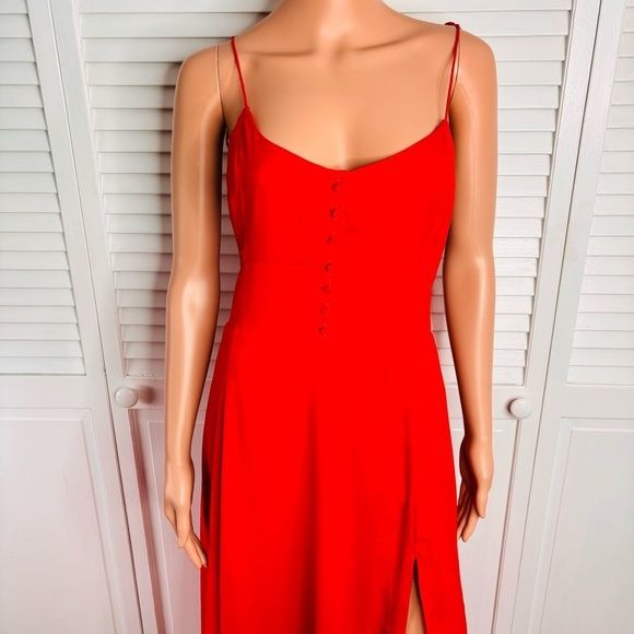 *NEW* ABERCROMBIE & FITCH Red Tie-Strap Corset Midi Dress Size Medium