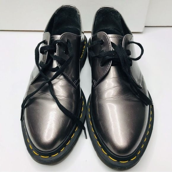 DR. MARTENS Dupree Metallic Pewter Pointed Toe Shoes Size 8