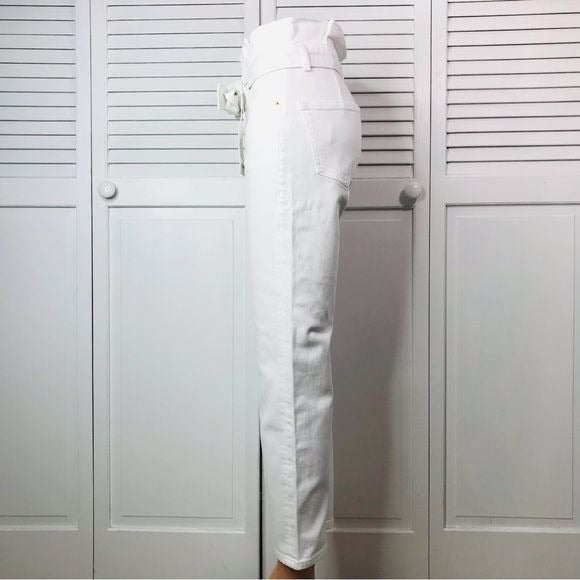 *NEW* FRAME Belted Pleated Pegged Blanc Jeans Size 24