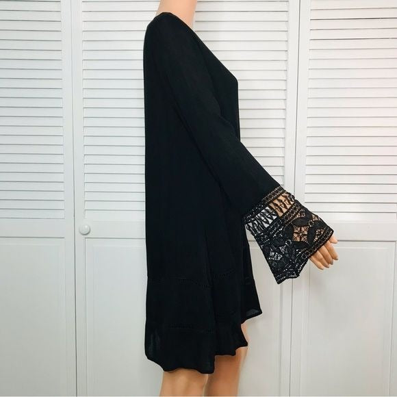 COAST Black Bell Sleeve Lace Detail Cuff Dress Size S
