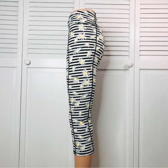 BETSY JOHNSON Floral Daisy Striped Leggings Size M