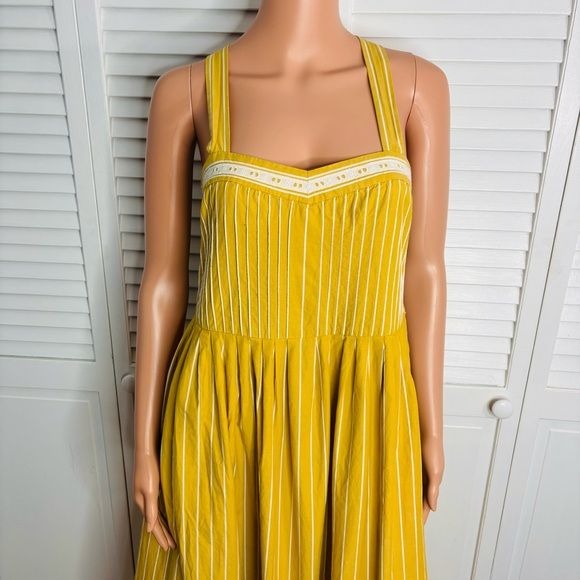 THE GREAT Yellow Striped Hourglass The Laurel Dress Size 2