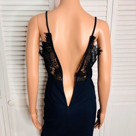 ASTR the label Peeking Lace Bodycon Navy Blue Dress Size Small