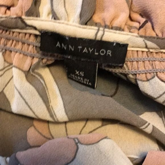ANN TAYLOR Gray Sheer Long Sleeve Blouse Size Extra Small