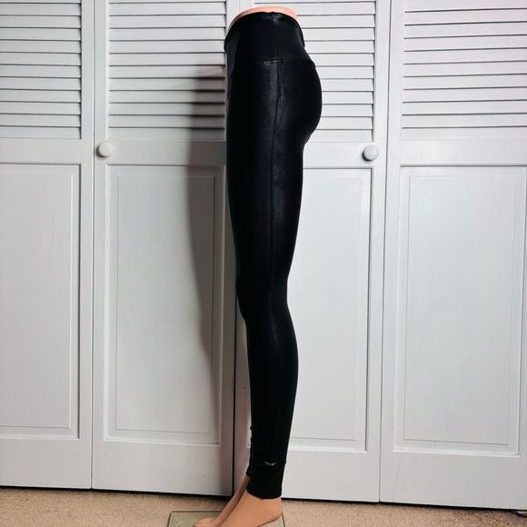 SPANX Black Faux Leather Leggings Size Medium