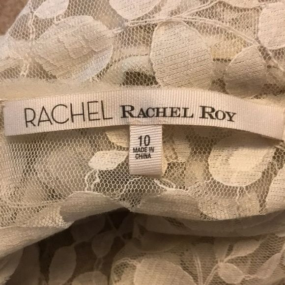RACHEL RACHEL ROY Ivory V-Neck Button Down Sheer Blouse Size 10