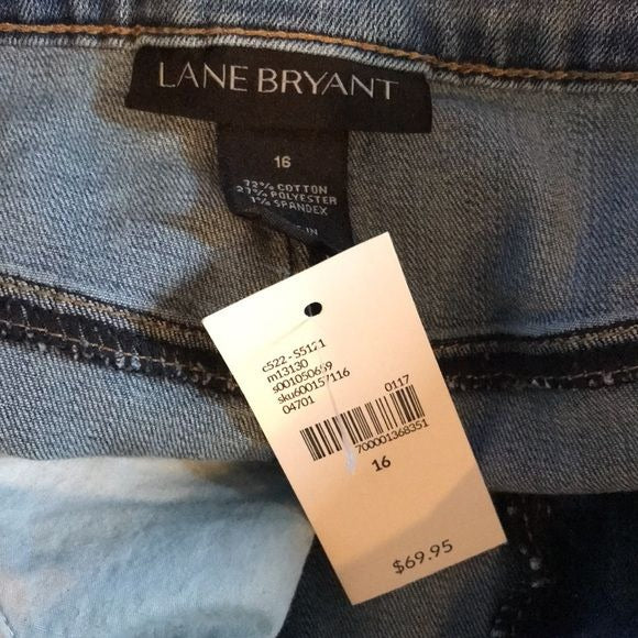 LANE BRYANT Denim Embroidered Skirt Size 16 *NEW*