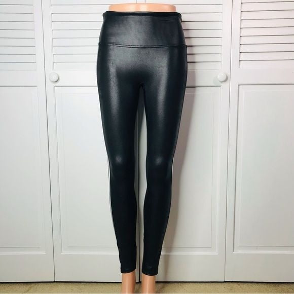 SPANX Black Faux Leather Leggings Size Medium